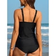 thumbnail image 4 of Charmo Women's Ruched Tankini Tops Retro V Neck Swimwear Tops Tummy Control Swimsuit Tops(No Bottoms), 4 of 6