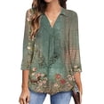 thumbnail image 2 of RKSTN Chemisiers Décontractés Boho à Imprimé Floral pour Femmes, Col en V, Manches Longues, Automne, Hauts à Imprimé Floral, Blouses Amples, Chemises, 2 of 6