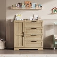 thumbnail image 3 of Towallmark Armoire Garde-Robe en Bois avec 4 Tiroirs, Porte et Tringle - Armoire de Rangement Moderne et Commode pour l'Organisation de la Chambre - Couleur Bois Naturel, 3 of 8