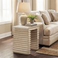 thumbnail image 2 of Veda 20" Stacked Geometric Waterfall Side Table Whitewashed Reclaimed Pine Wood, 2 of 11