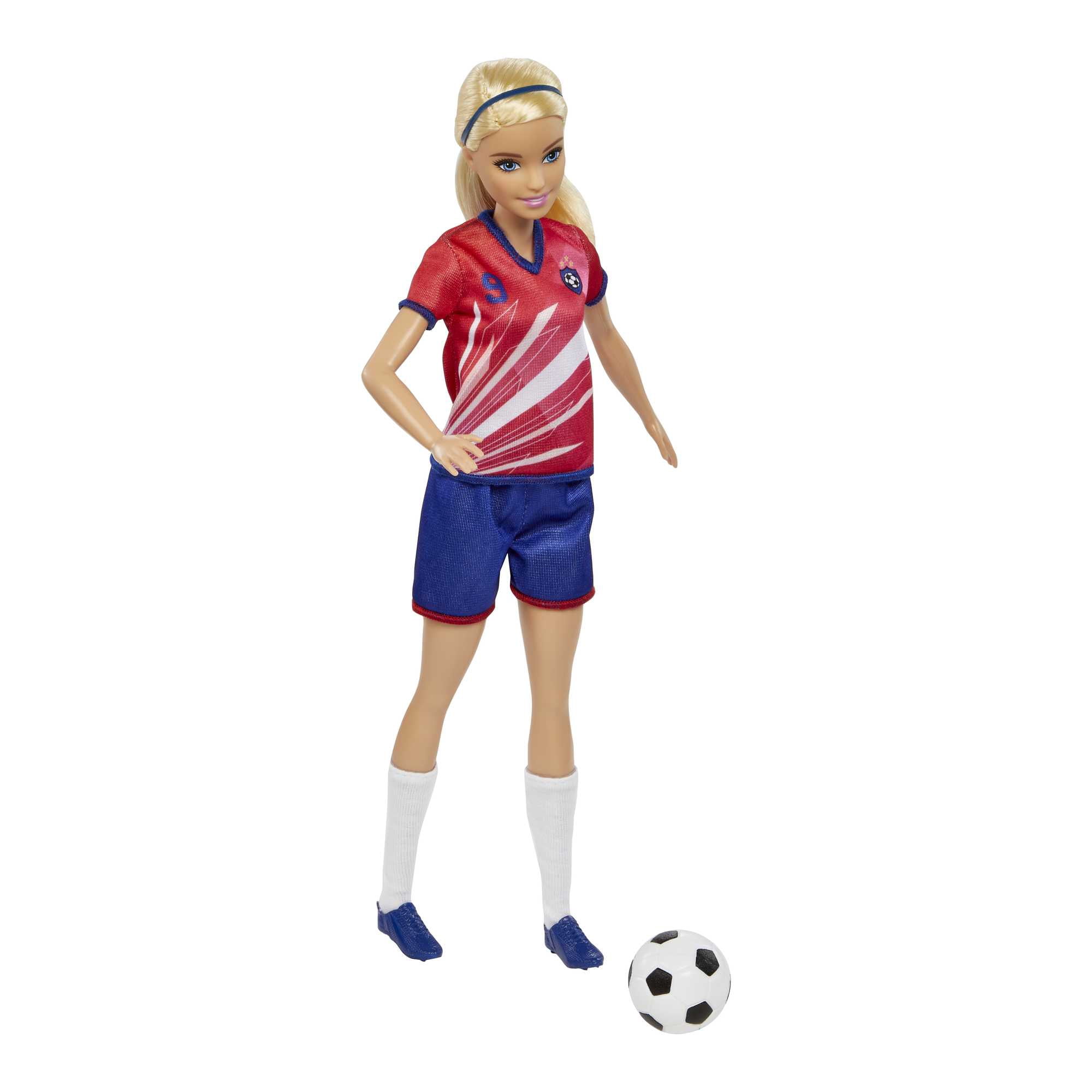 Barbie – Joueuse de soccer, blonde, uniforme 9, ballon de soccer