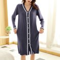 thumbnail image 1 of RXIRUCGD Womens Solid Color Cardigan Large Size Home Robe Can Be Worn As An Outerwear Medium Long Bathrobe Home Clothes( Gray, Size:XL ), 1 of 9