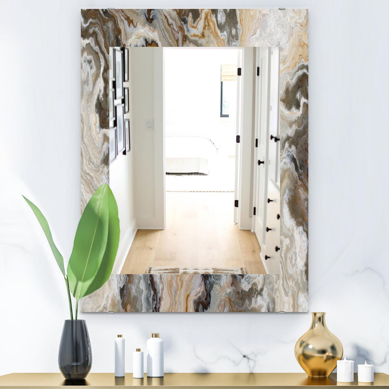 Designart 'Onyx Detail Composition' Miroir Mid-Century - Miroir Mural - 24x36