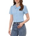 thumbnail image 1 of INSPIRE CHIC Chemise à Col Boutonné pour Femme Peter Pan m Bleu Clair, 1 of 6