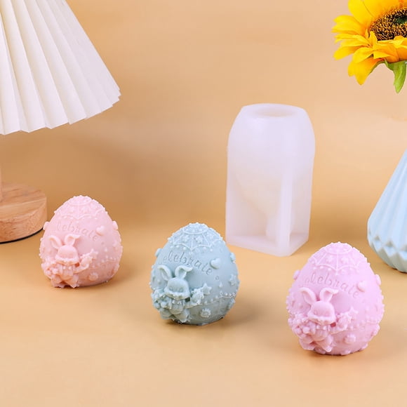 Easter Rabbit Egg Shaped Aromatherapy Silicone Candle Mould Decoration Cake Baking DIY Shaker for Resin Silicone Mat Silicone Sheets Dough Bowl Candle Heart Poker Table Cup Holder Slide