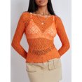 thumbnail image 4 of Faithtur Femmes de l'Été Pure Crop Tops Manches Longues Ajusté Dentelle Courte Sortir Tops pour la Fête, 4 of 9