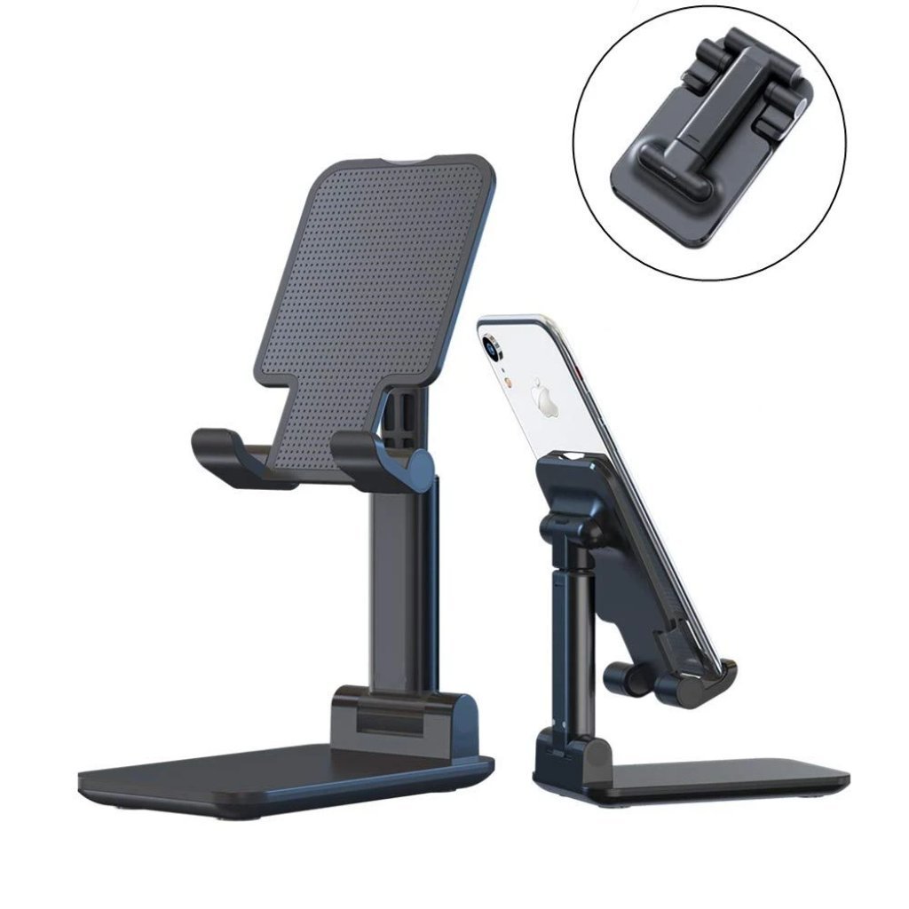 Foldable Smart Phone Tablet Desktop Holder Stand - Black