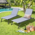 thumbnail image 2 of Topbuy 2PCS Patio Chaise Lounge Chair Outdoor Recliner w/ 6-Level Adjustable Backrest Breathable & Quick-Drying Fabric, 2 of 8