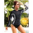 thumbnail image 3 of Charmo Womens Long Sleeve Rash Guard Top Zip Front Sun Protection Swim Shirt UPF 50+, 3 of 6