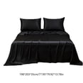 thumbnail image 3 of PRETXORVE Soft Solid Matte Satin Hotel Silk Sheet Set Dull Deep Pocket Fitted Sheet Flat Sheet Pillowcase, 3 of 6