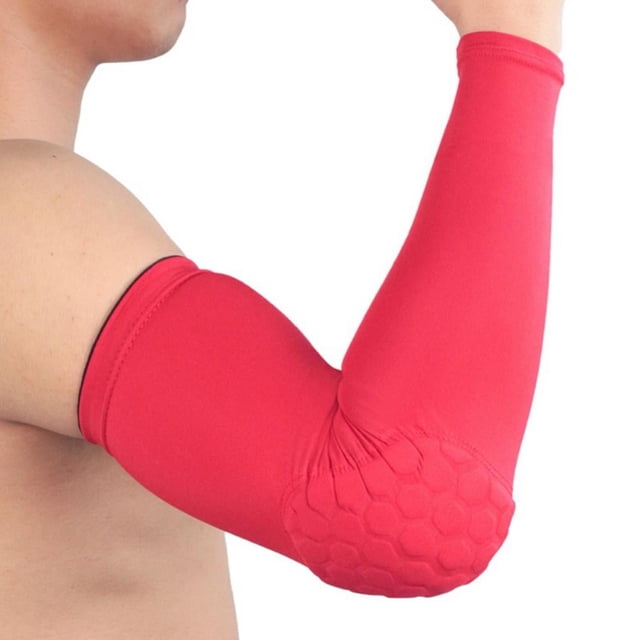 LEEYNEER Padded Sleeve Compression Sleeve w/ Elbow Pad for Football Volleyball Baseball Protection Youth & Adult Sizes Sold as Single Unit (1 Sleeve)