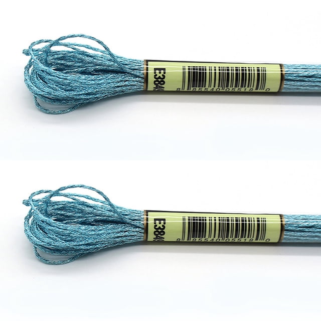 2 Pieces Embroidery Threads Metallic Needle Crafts Knitting Supply Handcraft String Supplies Sewing Skeins Beautiful Decorations acid blueE3849
