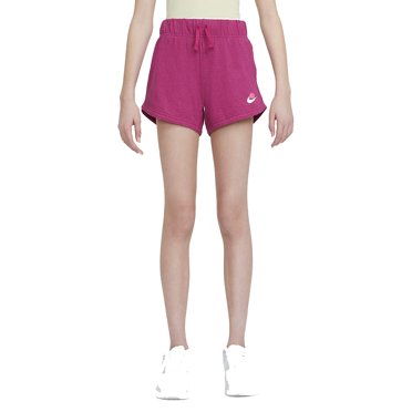 Nike Girl's Sportswear Jersey Shorts (Large, Dark Pink Fireberry/Sunset Pulse)