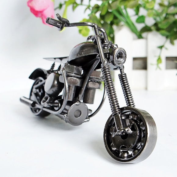 Vaidha Vintage Metal Motorcycle Model Figurine | Brown Copper Alloy Desktop Decor | 15x10x6cm Motorcycle Ornament for Living Room & Bedroom | Personalized Biker Gift