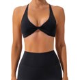 thumbnail image 1 of 1 Set Chinlon Nylon Sports Underwear Solid Free Elastic Running Color Replacement Breathable Wire Free Running Jogging Bodybuilding Vest Bra Black L, 1 of 6