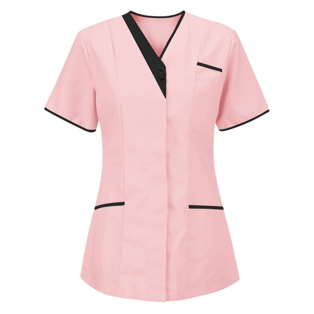 Baysbule Tunique d'Uniforme d'Infirmière à Col en V pour Femmes, Chemise de Protection Douce et Confortable à Manches Courtes