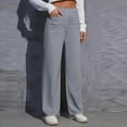 thumbnail image 2 of WEIYLL Women's Pants Work Straight Wide Leg Button Down High Elastic Waisted Pockets Grey Trousers size M, 2 of 5
