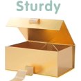 thumbnail image 3 of HAPPY POTATO Gift Box with Ribbon 9x6.5x3.8 Inches, Gold Gift Box with Lid and Ribbon, Bridesmaid Proposal Box, Magnetic Gift Box for presents (Glossy Gold), 3 of 6