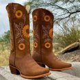 thumbnail image 3 of Western Boots Chunky Heel Embroidered Cowboy Boots Square Toe Boots for Women, 3 of 10