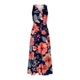 thumbnail image 4 of Pisexur Robes pour Femmes à Col en V Sans Manches Robe Maxi Taille Élastique Robe Évasée à Étages Robe d'Été Mode à Imprimé Floral Robe de Bal d'Été Décontractée Ample Longue Robe Confortable Fluide Robe Portefeuille pour Plage Vacances, 4 of 5