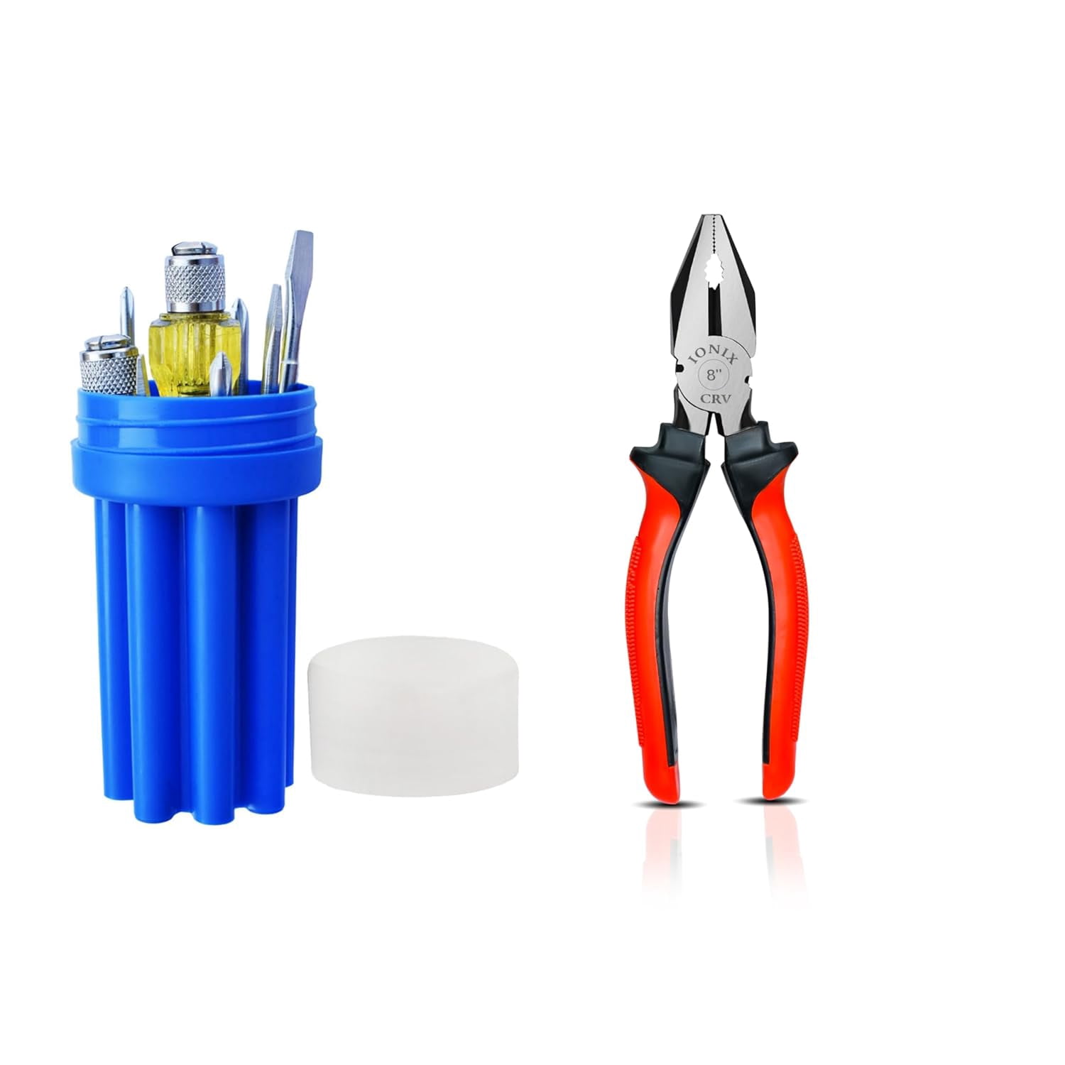 Hand Tool Set, Tool Set For Home Use | Essential Tool Kit For Screwdriver & Plier Set | Chrome Vanadium Steel, Jaws | Attachments Including Tester Head | For Automobile, Repair Tool