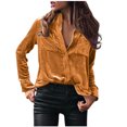 thumbnail image 1 of Plebaso Women's Velvet Long Sleeve Button down Shirts Fall Winter Tops Womens Dressy Blouses with Pockets, 1 of 5