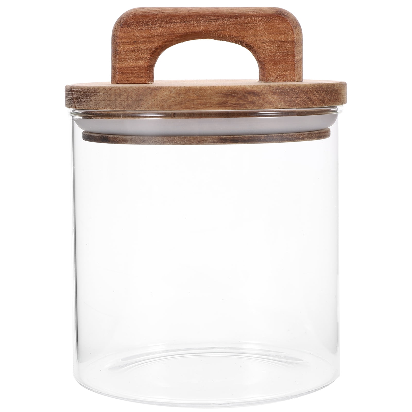 Glass Food Storage Container with Wooden Lid Canister Kitchen Glass Canister Sugar Container