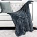 thumbnail image 3 of Homey Cozy Faux Fur and Flannel Metal Gray Throw Blanket, Super Soft Shaggy Fleece Fuzzy Lightweight Wool Plush Blanket for Sofa Couch Decorative Floor, 50"x60", 3 of 10