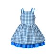 thumbnail image 1 of Girls Dress Vintage Blue Plaid Stripe Layered Lace Ruffle Sleeveless 6 Years, 1 of 6