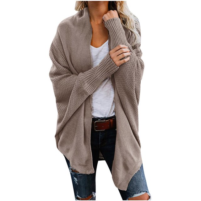 Cardigan Uni à Manches Longues pour Femmes, Manteau Blouse Haut Décontracté d'Automne