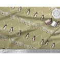 thumbnail image 2 of Soimoi Green Modal Satin Fabric Penguin & Stripe Animal Print Sewing Fabric BTY 42 Inch Wide, 2 of 3