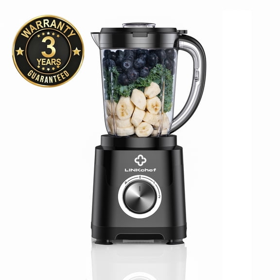 LINKChef Mélangeur de Comptoir, Mélangeur 450 W pour Smoothies et Shakes, Pot de 57 oz, 2 Vitesses avec Impulsion, Noir