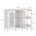 thumbnail image 2 of BeesClover Armoire, Buffet Bahut, Porte Arquée en Verre, 2 Poignées Dorées et Tablettes Ajustables, Multifonctionnel pour Garde-Manger de Cuisine, Buanderie, Salle à Manger, 2 of 7
