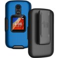thumbnail image 1 of Case with Clip for Alcatel TCL Flip 2 Phone, Nakedcellphone [Grid Texture] Slim Hard Shell Cover and [Rotating/Ratchet] Belt Hip Holster Holder Combo for T408DL / TFALT408DCP - Cobalt Blue, 1 of 10