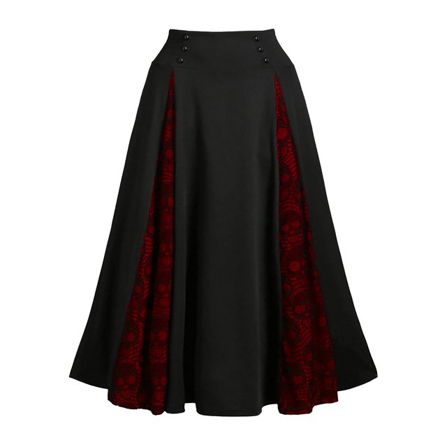 FcBaudy Robe de Cour, Robes pour Femmes, Robes d'Été pour Femmes Femmes Grande Taille Dentelle Patchwork Taille Haute Jupe Midi Gothique Jupe Plissée Robe de Cour