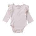 thumbnail image 1 of Faithtur Baby Boy Girl Long Sleeve Romper Ruffled Solid Color Bodysuit, 1 of 6