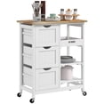 thumbnail image 1 of HOMCOM Kitchen Cart on Wheels with Wood Top, 3 Drawers and Shelves, 1 of 10