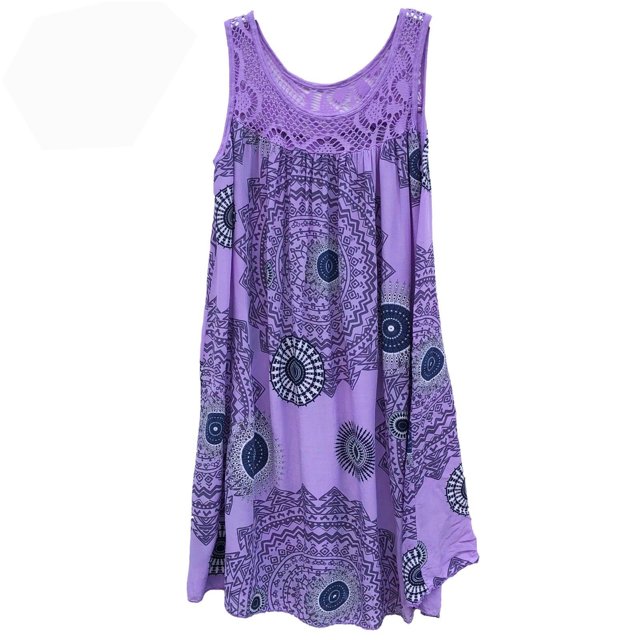 Robe Sans Manches à Imprimé Dentelle pour Femmes Grande Taille 13 Couleurs 8 Tailles