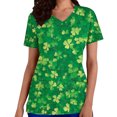 thumbnail image 2 of Mceream Nurse St Patricks Day Shirt for Womens Breathable Plus Size Nurse Working Uniform Shamrocks Print Scrub Tops V Neck Short Sleeve Fun Nursing Uniforms Green S, 2 of 6