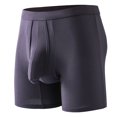 thumbnail image 1 of Men's Dual Pouch Underwear Long Leg Bulge Boxer Briefs Separated Pouch Modal Trunks Incontinence Boxer Brief Underwear for Men, 1 of 2