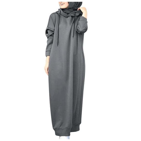 Women'S Fashion Solid Color Long Sleeve Casual O Neck Sweatshirt Dress Women'S Hoodies & Sweatshirts Grey Xl