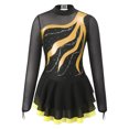 thumbnail image 4 of TiaoBug Girls Stylish Mesh Splice Rhinestone Figure Ice Skating Dress Long Sleeves Ballet Dance Tutu Dress Yellow 14, 4 of 5