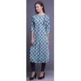 thumbnail image 2 of Bimba Robe Kurti Longue Imprimée Tunique Droite Manches 3/4 Robes pour Femmes Haut, 2 of 6