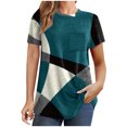 thumbnail image 1 of Diufon Hauts pour Femmes Grande Taille Printemps Été Manches Courtes Col Rond Chandails à Enfiler Chemises Décontractées Imprimées Blouses Amples, 1 of 6