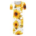 thumbnail image 4 of yoeyez Robe de Maternité Grande Taille pour Femmes à Manches Courtes, Col Rond, Imprimé Floral, Robe Soleil, Robe d'Allaitement de Maternité, Vêtements de Grossesse Grande Taille en Liquidation Multicolore,G, 4 of 6