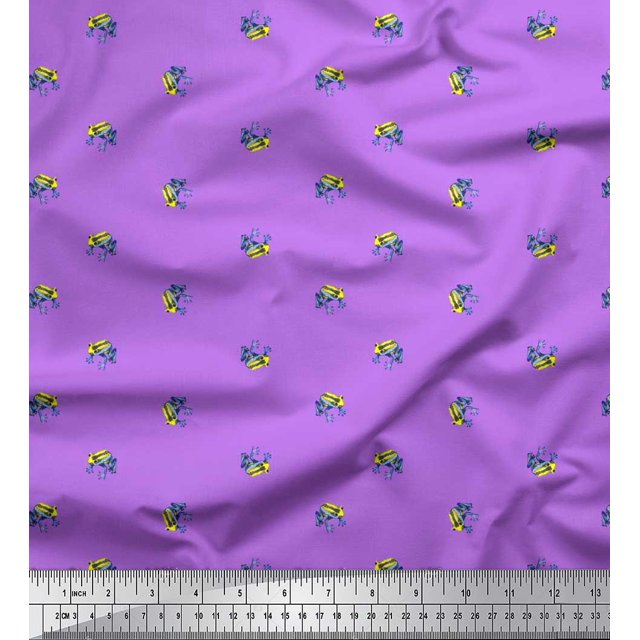 Soimoi Velvet Fabric Frog Animal Printed Fabric 1 Yard 58 Inch Wide