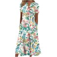 thumbnail image 1 of Cameland Robe d'Été pour Femme Décontractée à Col en V avec Boutons, Manches Courtes, Imprimée, Coupe Évasée, avec Poche, 1 of 4