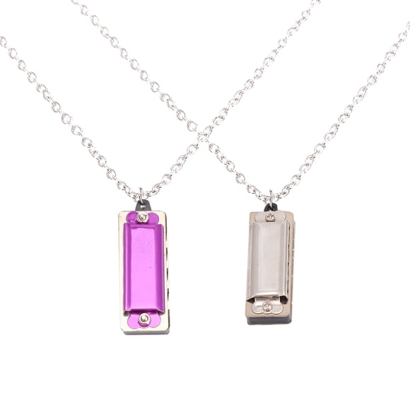 Miangastore 2 Pcs Harmonica à Double Rangée 4 Trous 8 Tons Instrument de Musique Jouet Musical Éducatif pour Débutants Étudiants Enfants (Violet + Argent)