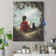 thumbnail image 4 of Girl Reading With Cat Library Canvas Wall Art 15.75x11.81 Inches, 4 of 8