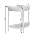 thumbnail image 4 of Table d'Entrée Demi-Ronde Style Campagnard Français avec Tablette, Fini Bois Blanc, 4 of 5